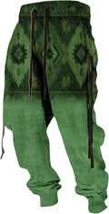 HOTYD Men's Western Cowboy Sweatpants - Casual Elastic Waist with Retro Aztec Print | Loose Fit Jogger Pants