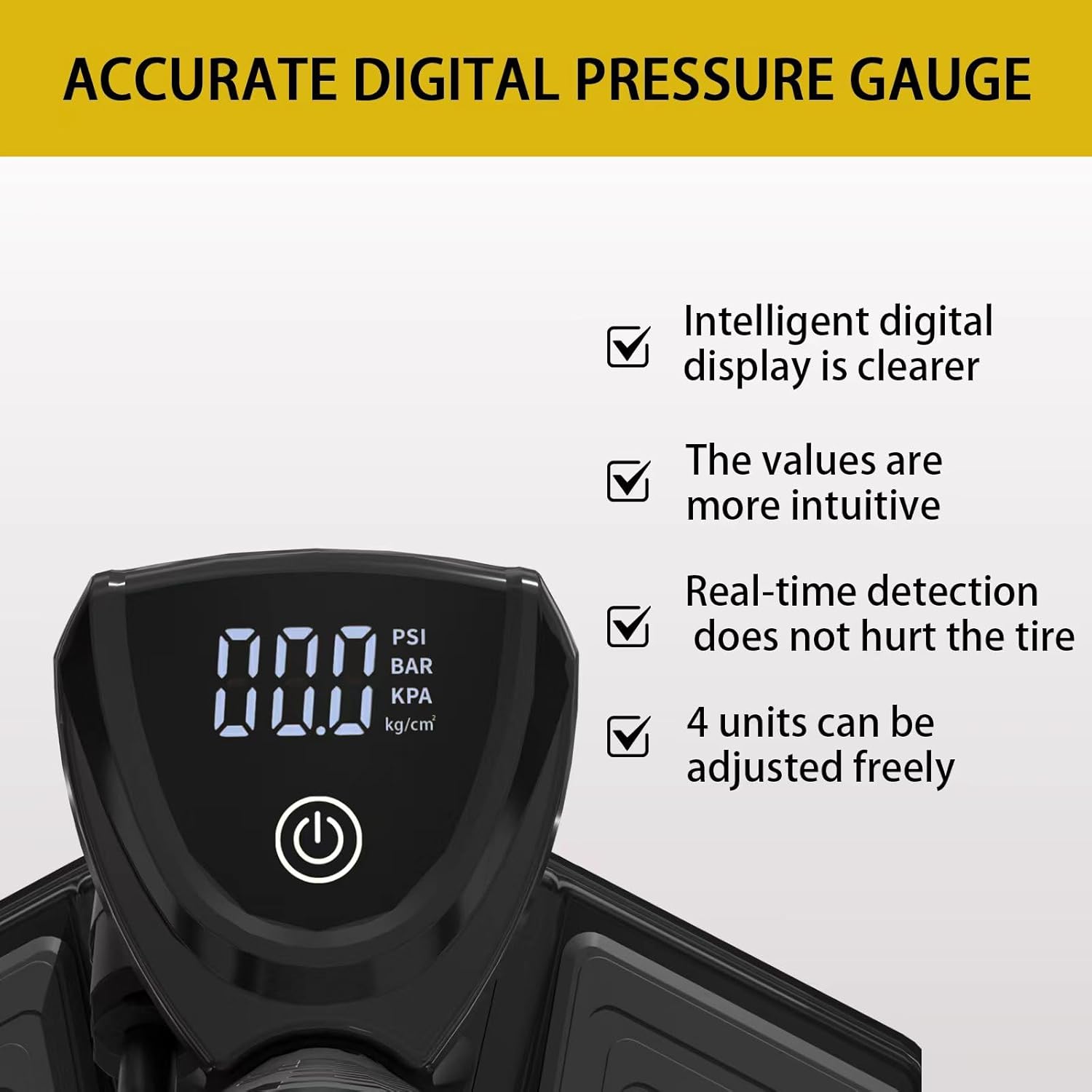 TOOLITIN Bike Pump - Precision Digital Pressure Gauge | Compatible with Presta & Schrader Valves