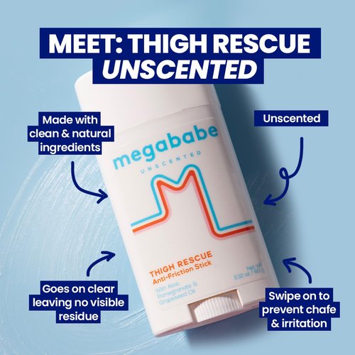 Megababe Unscented Thigh Rescue Anti-Chafe Stick - Prevent Skin Chafe & Irritation | 2.12oz