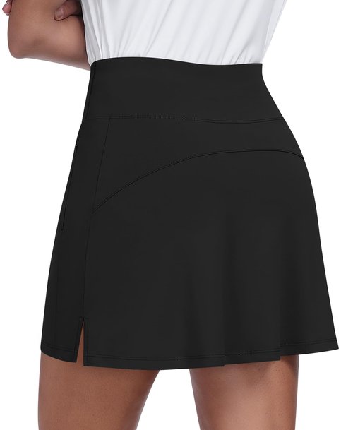 JoyGirl 16" Women Golf Skirts with Shorts Zipper Pockets Tennis Skirt High Waisted Athletic Skorts Skirts (Black,S)