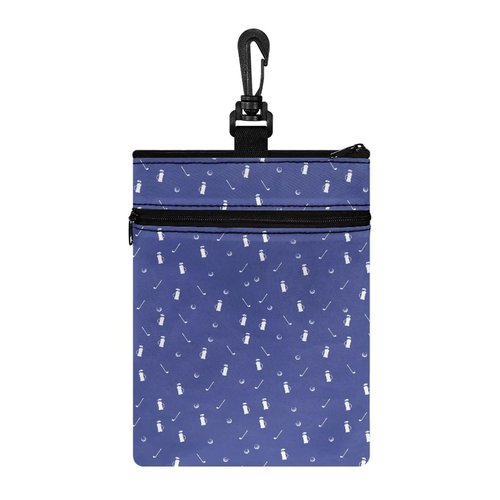 Rchsomd Blue Golf Theme Print Polyester Golf Accessory Bag Durable Golf Tees Holder Pouch for Men and Women with Zippered Pocket Portable Golf Tee Pouch