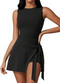 Dokuritu Tennis Dress for Women - Sleeveless Crew Neck with Built-In Shorts | Athletic U-Shaped Back