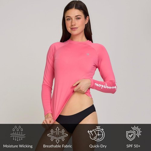 Champion Women's Rash Guard - Long Sleeve Swim Shirt with UPF 50+ UV Protection | Stylish & Comfortable