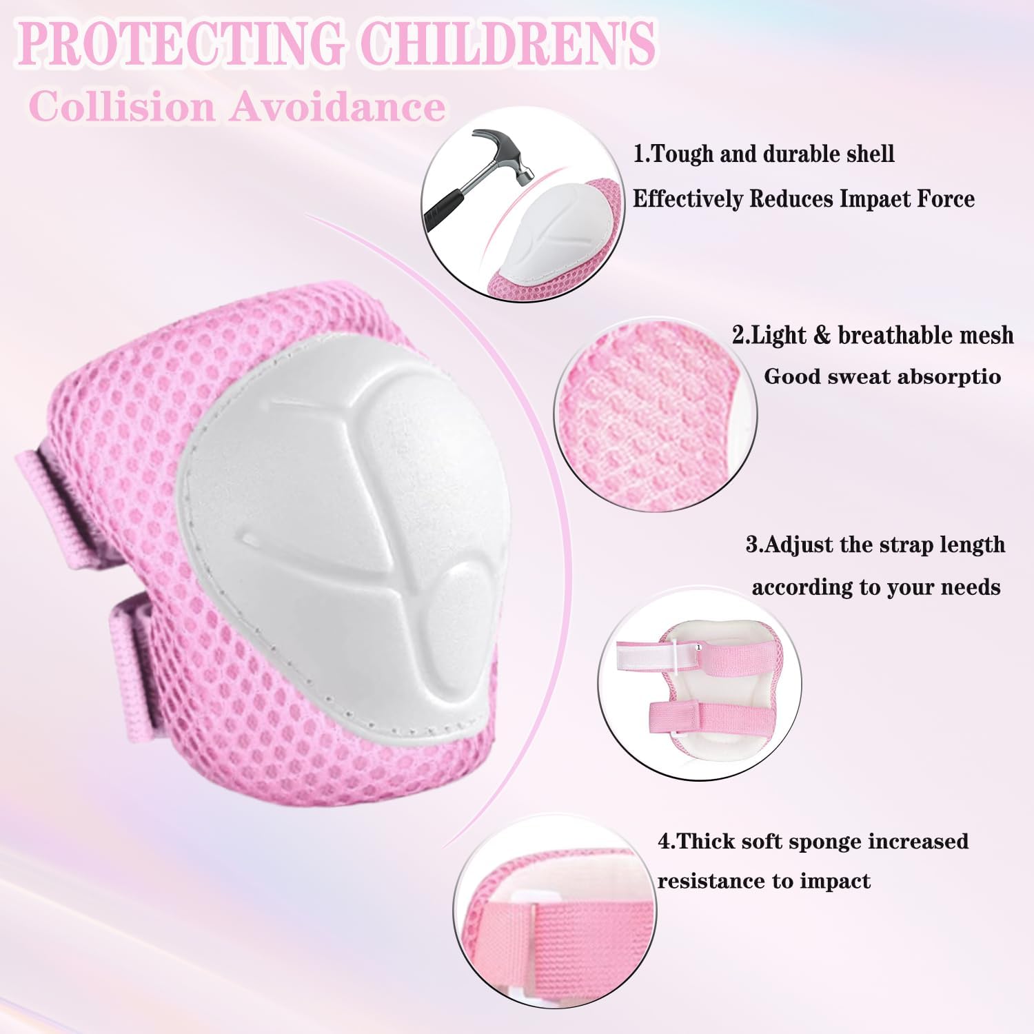Skiennix Kids Protective Gear Set - Adjustable Knee Pads, Elbow Pads & Wrist Guards for Ages 3-14