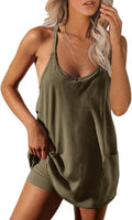 UNIANKIYA Women's Workout Romper Dress - Sleeveless Spaghetti Straps with Shorts | Casual Athletic Outfit for Vacation