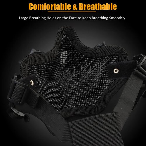 Yzpacc Airsoft Half Face Masks Tactical Face Protection Mesh Mask for Halloween Paintball CS Hunting