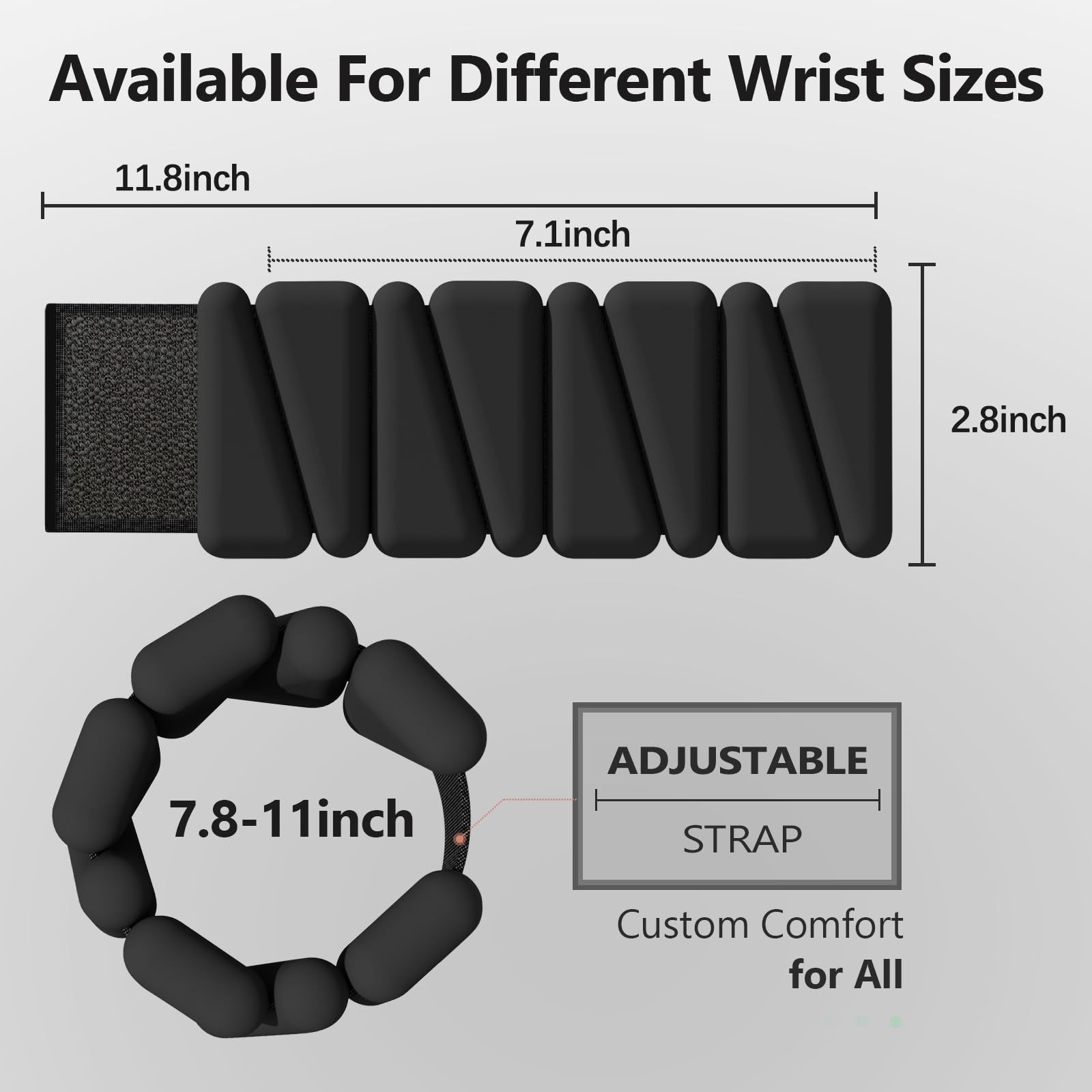 Wrist Weights, Ankle Weights for Women Men, With Wrist Brace，Silicone Wrist Weighted Bracelets - Adjustable Leg & Arm Weights,Ankle Weights for Workout, Running, Yoga, Swimming，2 Lbs(1Lbs Each) (Obsidian Black)