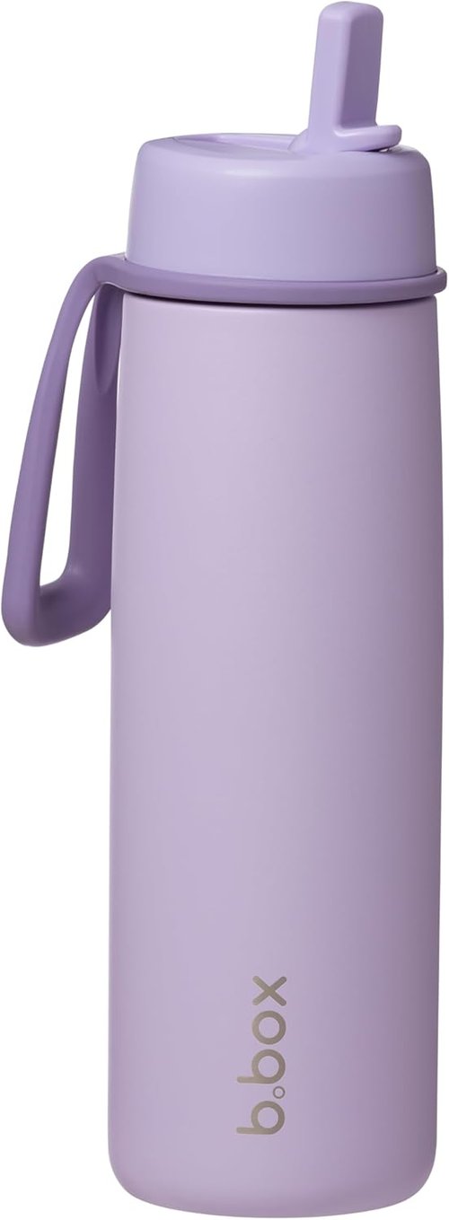 b.box Insulated Water Bottle - 23oz Flip Top Lid, 44 Hours Cold, Leak Proof, BPA Free - Lilac Love