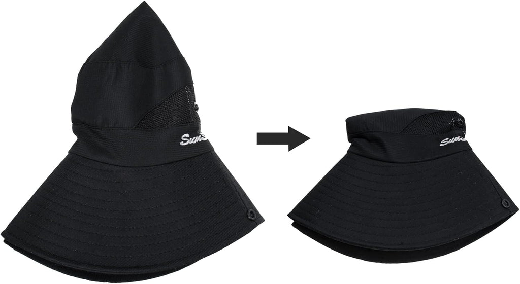 Skiennix Women's UV Protection Wide-Brim Sun Hat - Foldable Beach & Fishing Hat with Ponytail Hole