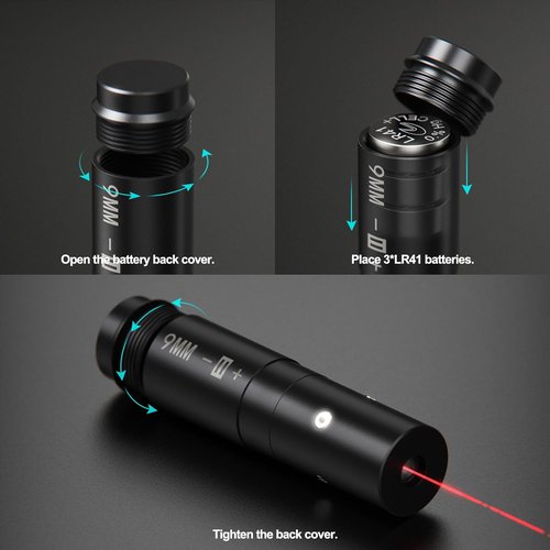 Feyachi Bore Sight | 9mm Red Dot Laser Boresighter with 3 Battery Sets for Accurate Zeroing