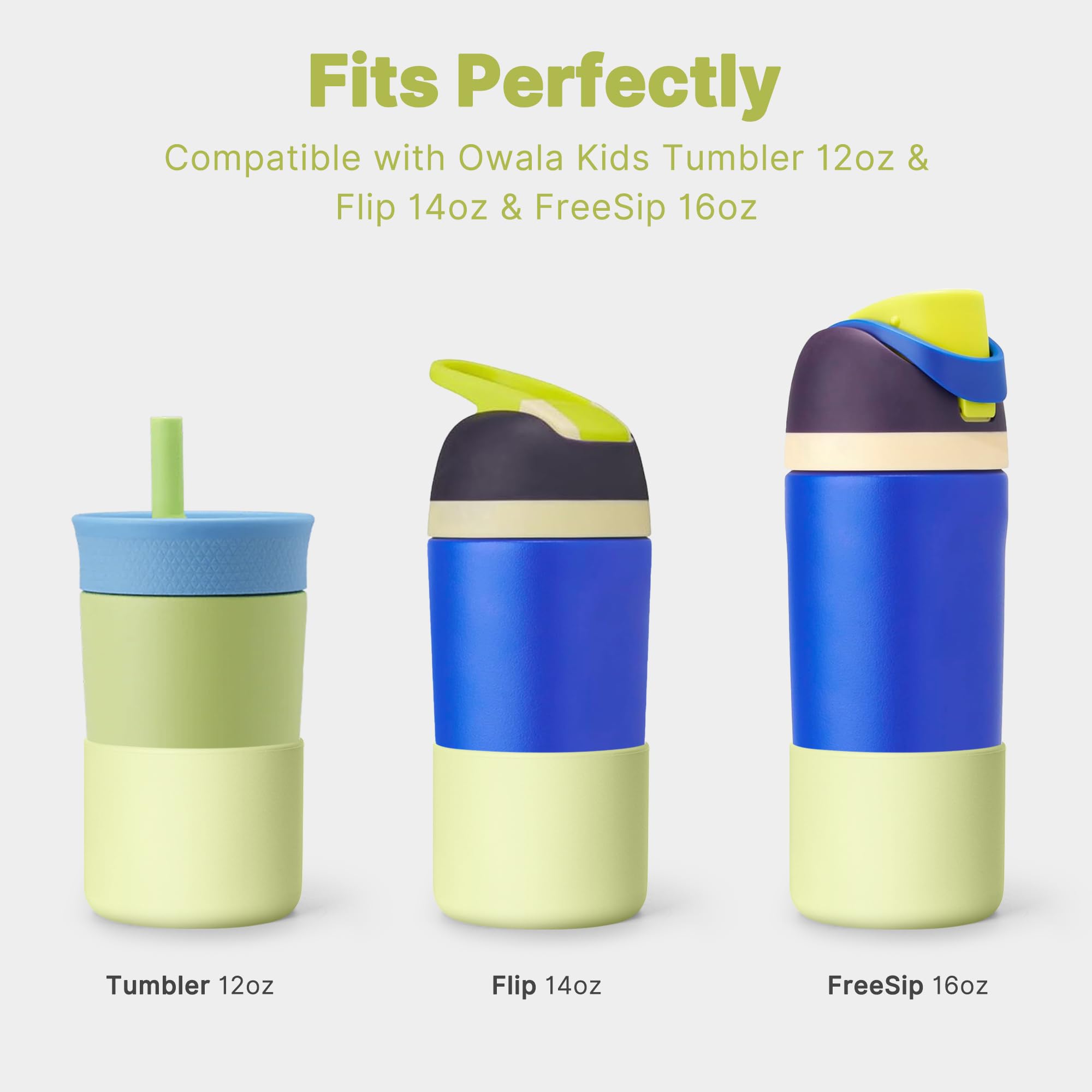 Diumepo Silicone Water Bottle Boot for Owala 14/16oz, Anti-Slip Protective Sleeve Bottom Bumper Protector for Owala 12 oz Tumbler, Flip 14 oz and FreeSip 16 oz Water Bottle (Green)