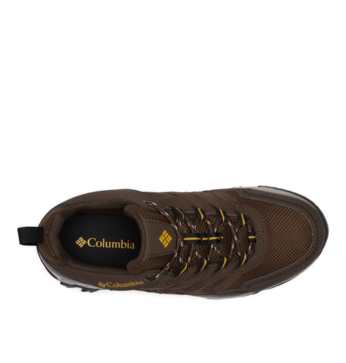 Columbia Mens Strata Trail Low Waterproof, Cordovan/Golden Yellow, 9.5