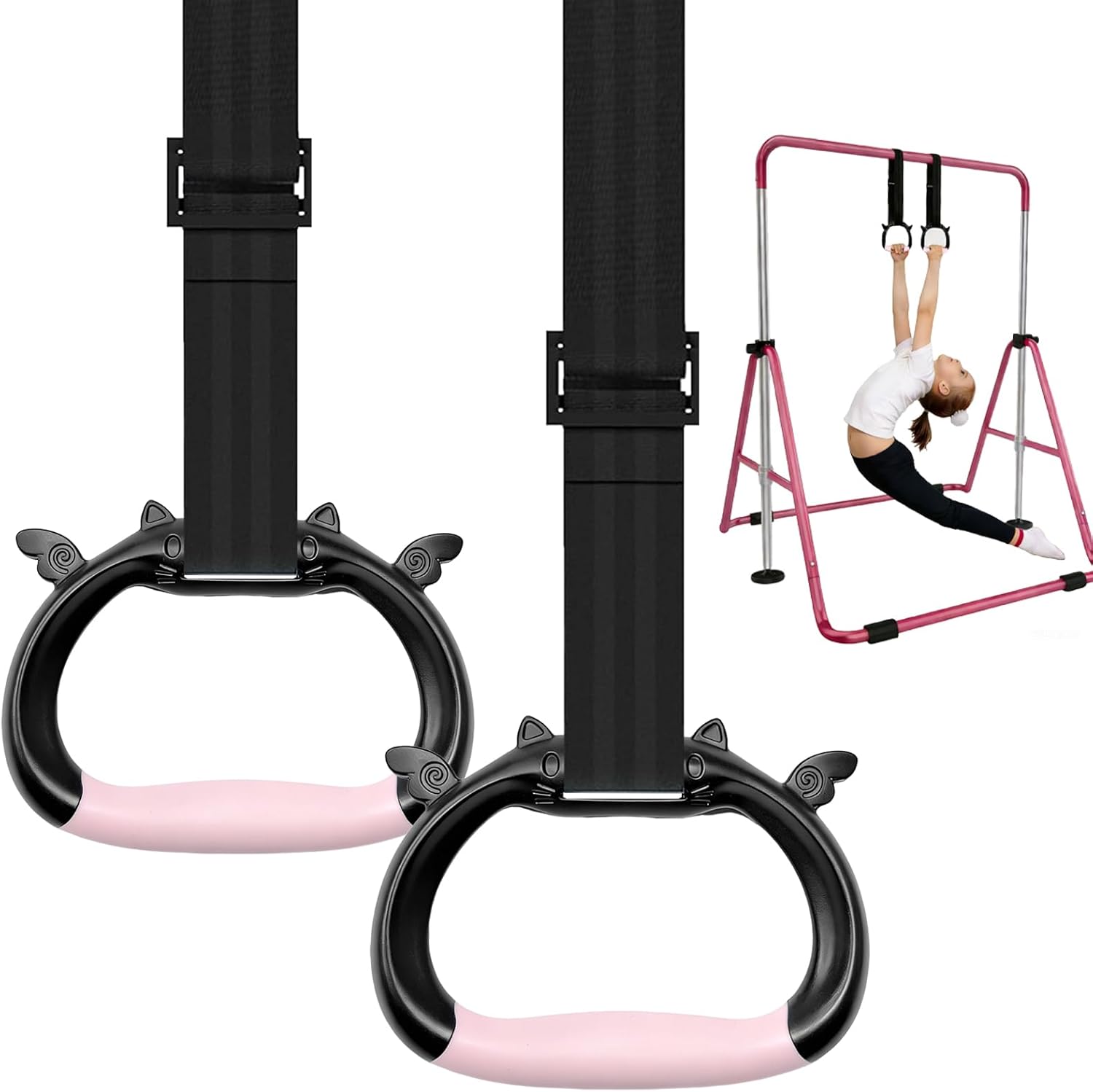 Skiennix Gymnastics Rings - Professional Adjustable Straps | 550 lbs Capacity, Non-Slip Grip for Indoor/Outdoor Training