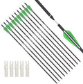 Archery Bow Carbon Arrows - Target Practice with Removable Tips | 26, 28, 30 Inch, Spine 500, 6 or 12 Pack