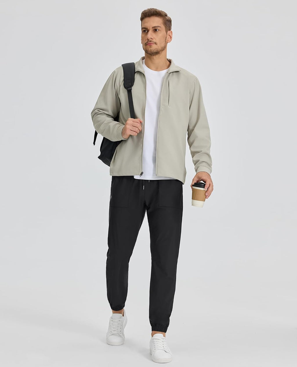 Skiennix Men's Casual Tapered Joggers - Lightweight Quick-Dry Athletic Pants with Zipper Pockets