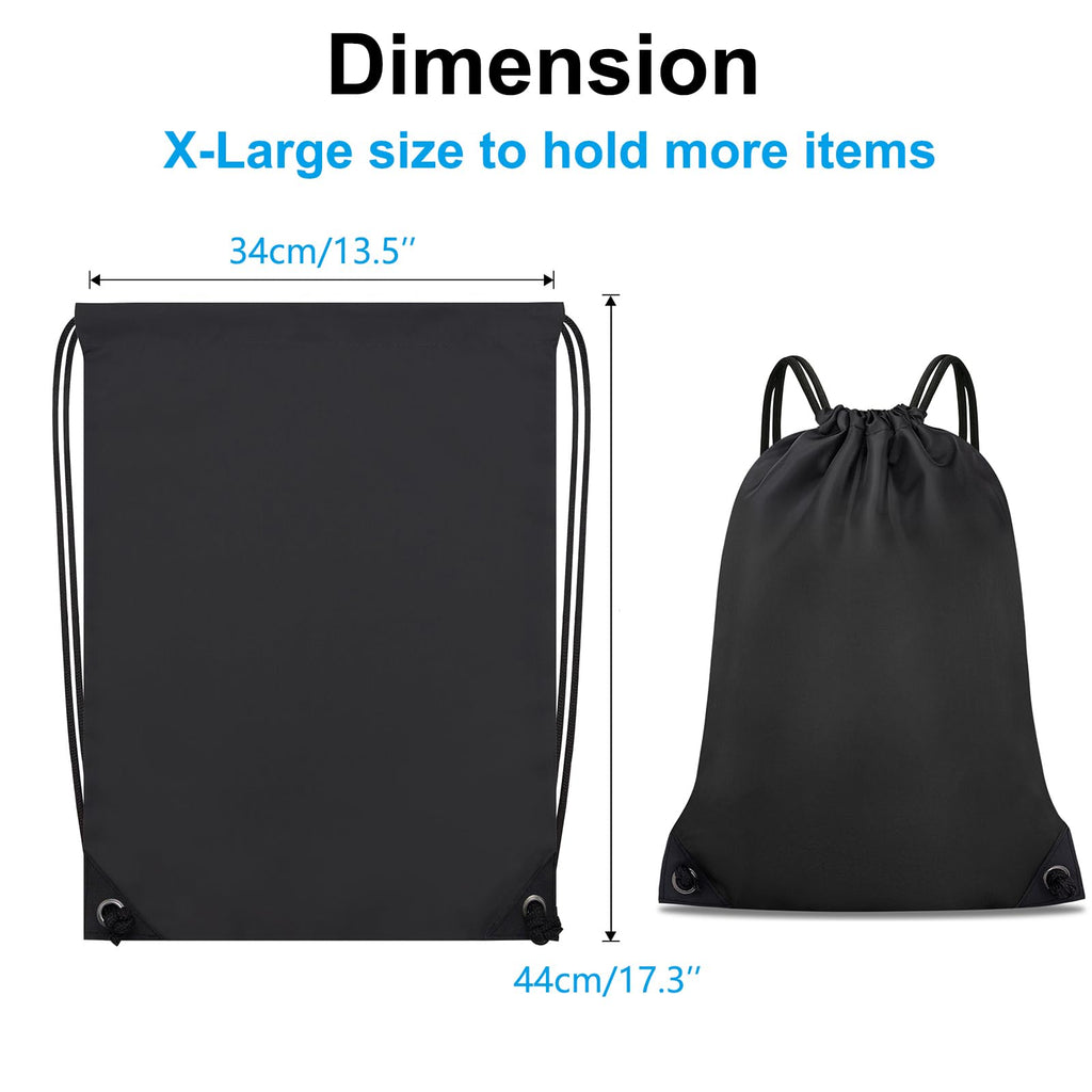 CALACH 2PCS Drawstring Bags Bulk, String Backpack for Men Women, Cinch Bag Draw String Back Bag for Gym, Sports, Travel, Swimming, Beach, Black