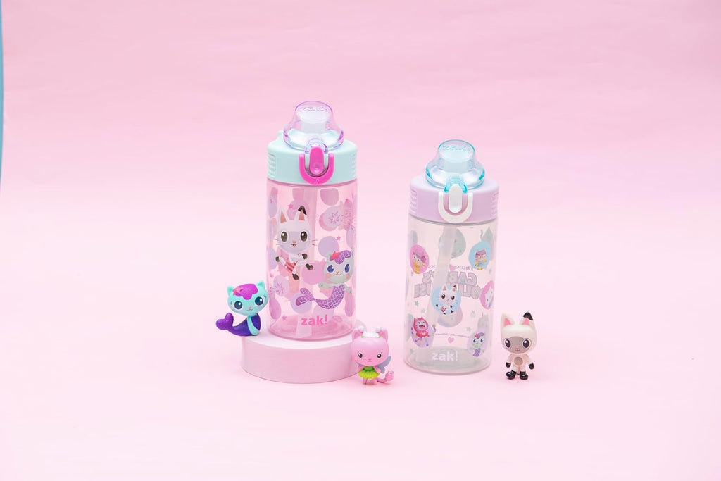 Zak Designs 16oz DreamWorks Gabby's Dollhouse Kids Water Bottle - Durable, Leak-Proof, 2-Pack Set