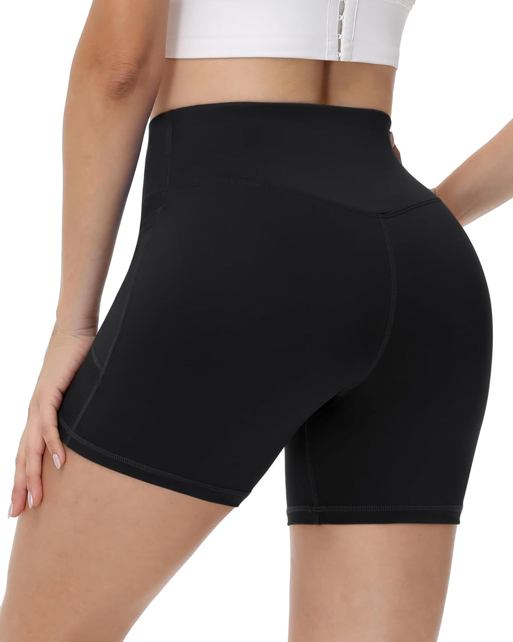 Runhit Biker Shorts for Women - High Waisted Yoga Workout Shorts with Pockets | 8''/5''/3'' Tummy Control Spandex