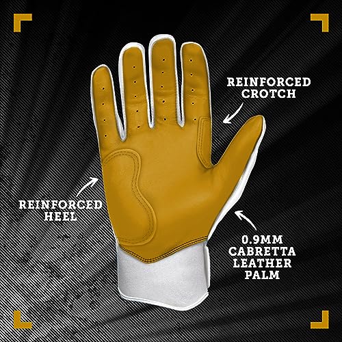 Bruce Bolt Original Series Short Cuff Batting Gloves White X-Large Adult & Youth