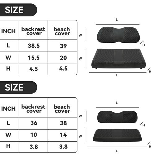 XUANYUDG0769 Golf Golf Cart Seat Covers Front and Rear for Club Car Precedent/Onward/Tempo OEM Ordinary Seat Cushion, Adjustable Buckles/No Stapler Required, Black