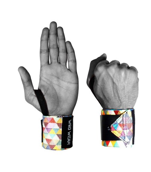 WOD Wear Elastic Wrist Wraps for Powerlifting, Strength Training, Bodybuilding, Cross Training, Olympic Weightlifting, Yoga Support - One Size Fits All (Diamond)