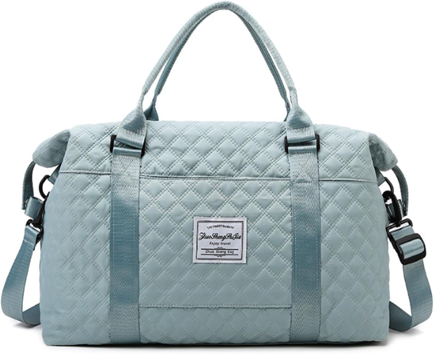 Skiennix Quilted Travel Bag - Stylish Overnight Gym Tote | Blue Duffel for Women