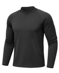 Gofeat Thermal Shirts for Men Turtle Mockneck Base Layer for Men Long Johns Black Flecce Lined Shirt Cold Gear, Large