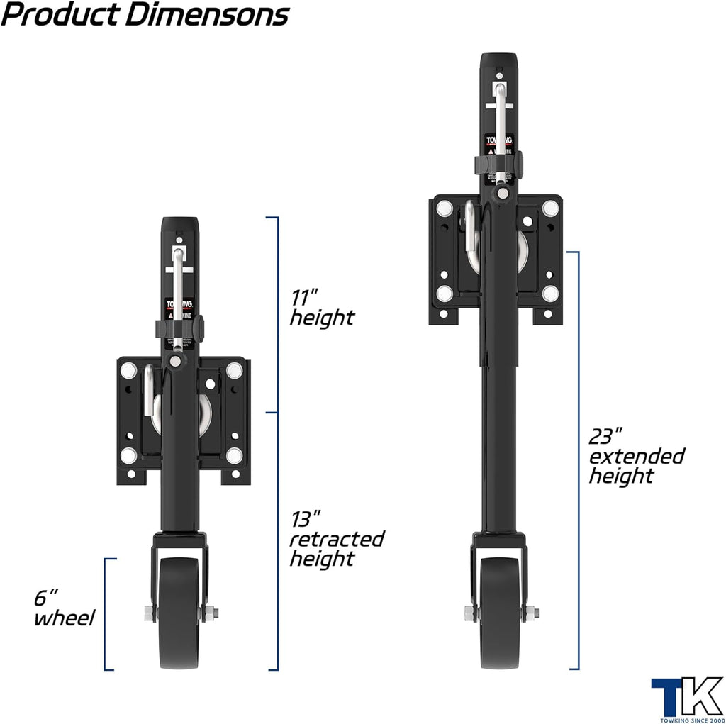 1200 lbs Trailer Jack - Bolt-On Tongue Jack with 10" Lift for RVs, Boats, Trailers & More