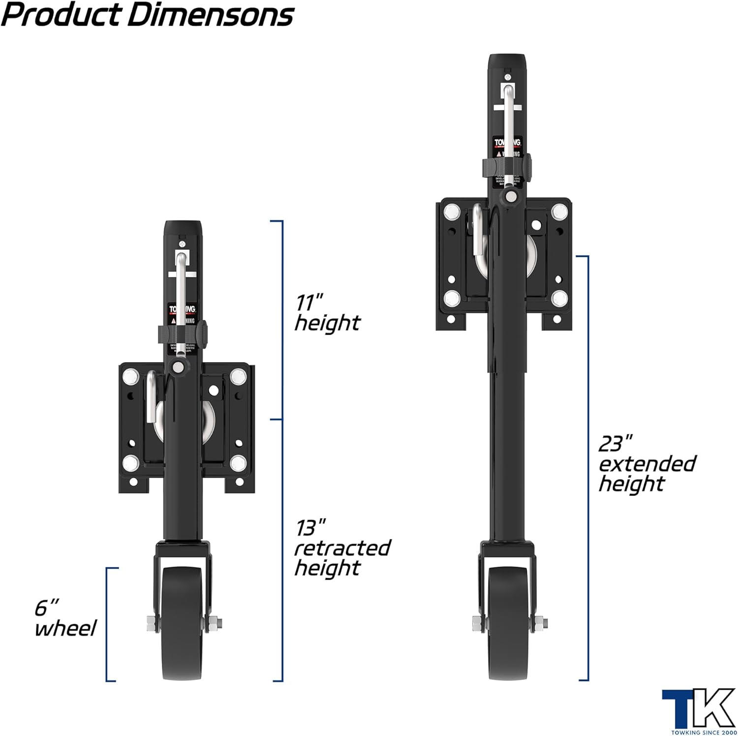 1200 lbs Trailer Jack - Bolt-On Tongue Jack with 10" Lift for RVs, Boats, Trailers & More