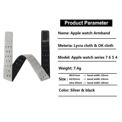 Euler Soft Breathable Elastic Sport Loop Armband/ankle band and Wrist Band(38/40/41mm,Silver)