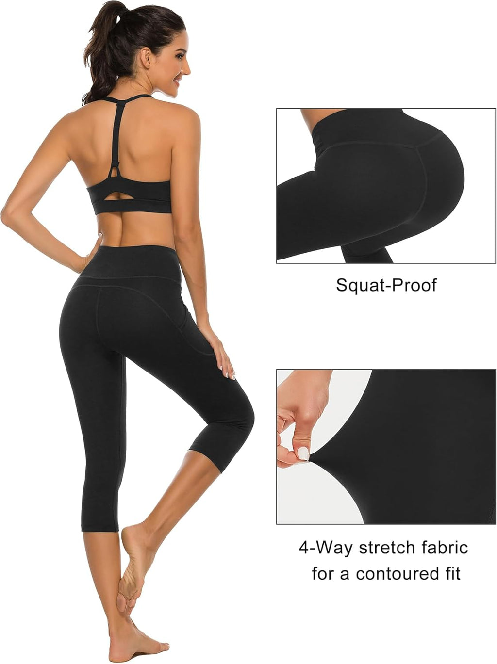 Stelle Women's Capri Yoga Pants - High Waisted Leggings with Pockets for Ultimate Comfort