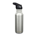 Klean Kanteen 18 oz Classic Water Bottle with Flip Seal Sport Cap & Straw - 100% Leakproof Spout & Cap - Durable, BPA-Free & Stainless Steel Material - Easy-Sip Water Bottle - Brushed