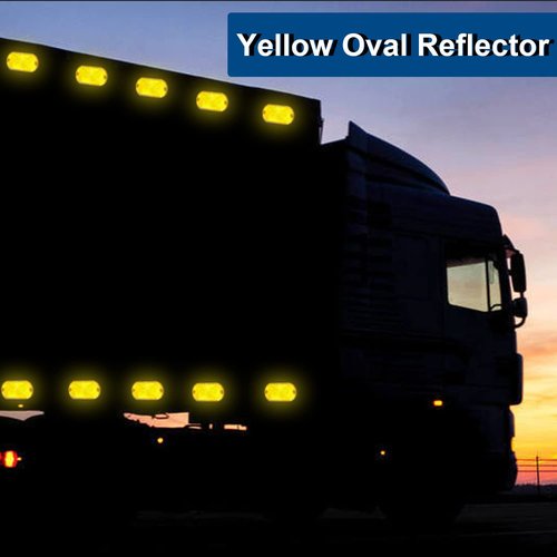 smseace 10Pack Safety Reflectors Yellow Oval Reflector with Mounting Hole Used for Roads，Mailboxes，Tunnels，Cars Front Reflector