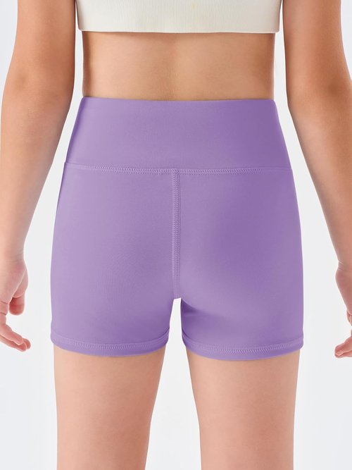 Haloumoning Girls Athletic Shorts - High Waisted Yoga & Dance Biker Shorts for Ages 5-14