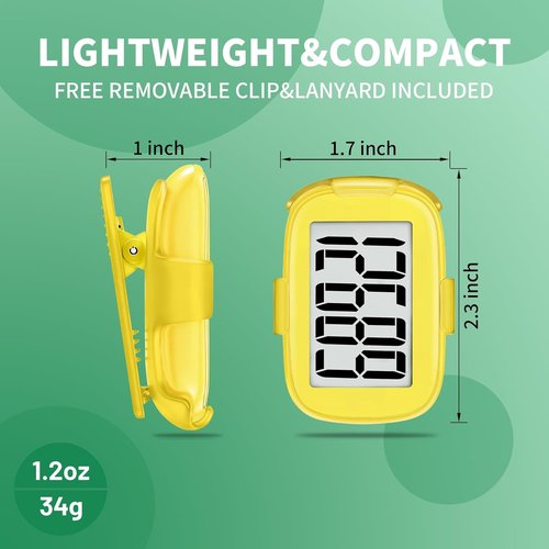 3D Pedometer Step Counter by [Brand Name] - Accurate Fitness Tracker with Clip & Lanyard | Ideal for All Ages - Yellow