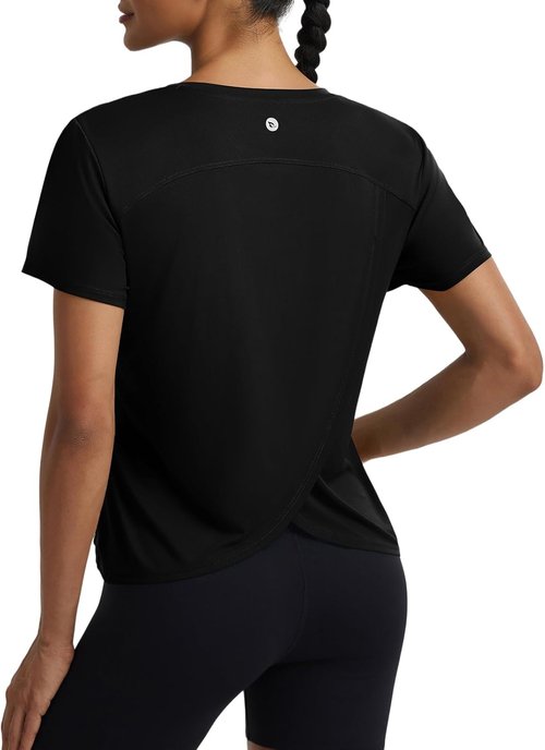Baleaf Women's Athletic Workout Shirts - Breathable Sun Protection T-Shirts for Gym & Running