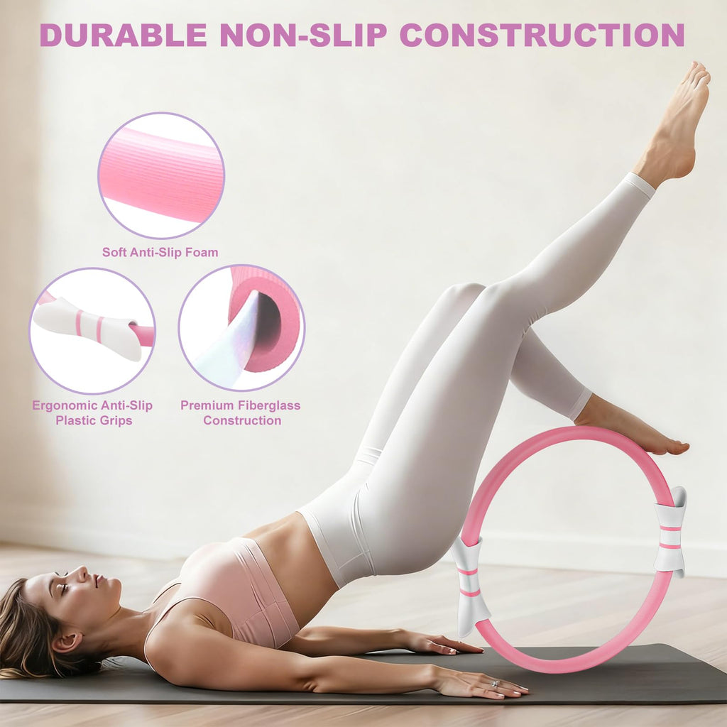 Pilates Kit,Home Pilates Ring Kit for Women,Pilates Equipment 15" Pilates Ring Plus and Ball Set with Pilates Ring, Pilates Ball, Resistance Bands, Figure 8 Band & Accessories Pilates Starter Kit
