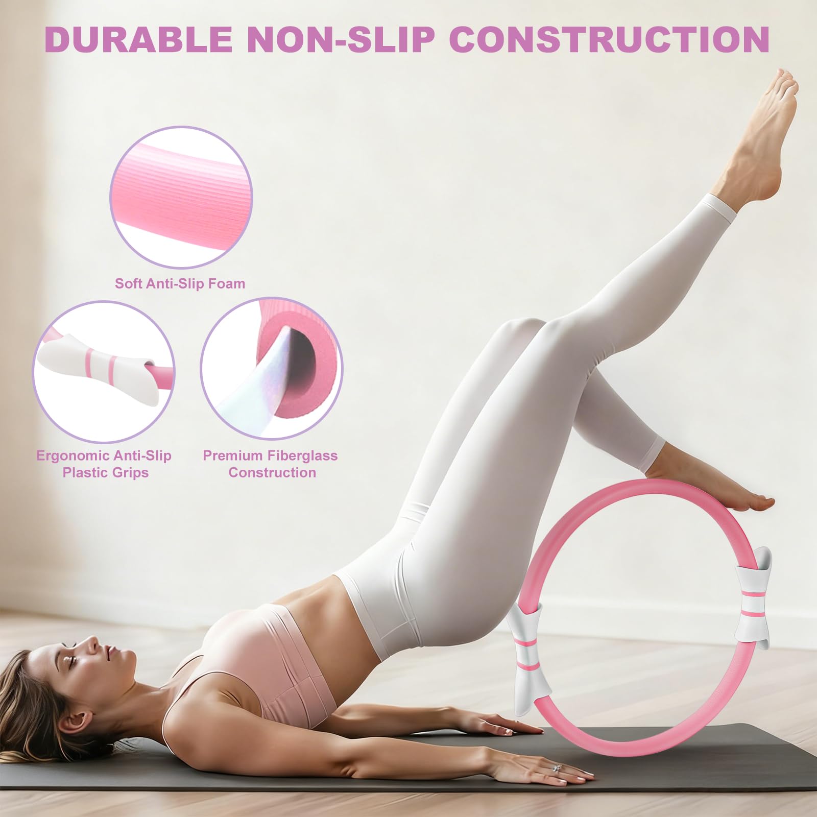 Pilates Kit,Home Pilates Ring Kit for Women,Pilates Equipment 15" Pilates Ring Plus and Ball Set with Pilates Ring, Pilates Ball, Resistance Bands, Figure 8 Band & Accessories Pilates Starter Kit