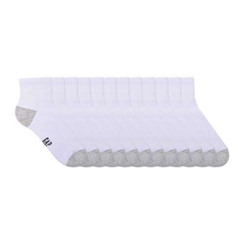 GAP Mens Quarter Cut Socks, Multi-Pack Adult Ankle Socks, Soft & Stretchy, Optic White (6-Pack), One Size