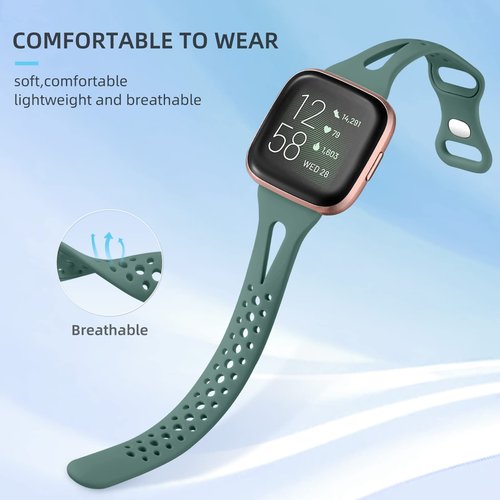 Odbeai 4 Pack Slim Sport Bands Compatible with Fitbit Versa 2 / Versa/Versa Lite/Versa SE ，Versa 2 Bands Women Men，Thin & Breathable Soft Silicone Replacement Wrist Bands for Versa Watch