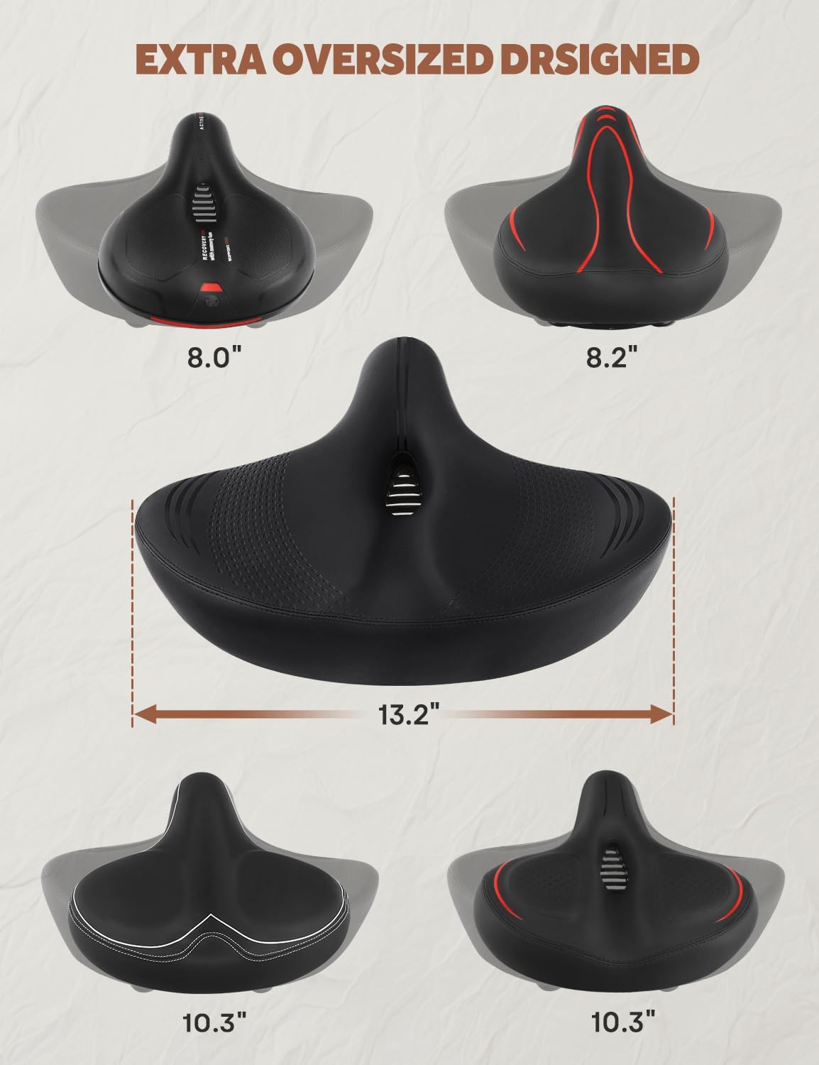 Peloton Extra Oversized Bike Seat Cushion - Comfortable Replacement Saddle for Men & Women | Compatible with Peloton & Cruiser Bikes