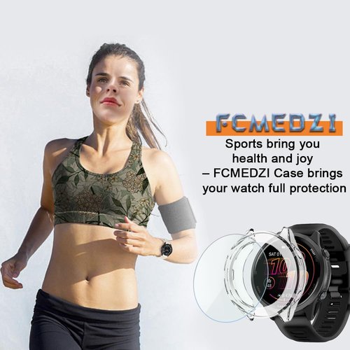 FCMEDZI Compatible for Garmin Forerunner 570 47mm Screen Protector, Case TPU Soft Frame Cover and TPU Screen Protective Film Not Tempered Glass (Pack of 4+2)(No't of 42mm)
