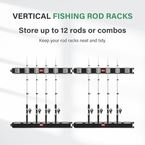 Fishing Rod Holders Wall-Mounted – Simple Deluxe Fishing Rod Rack, Fishing Pole Holder & Rack, Fishing Pole Holders Grey