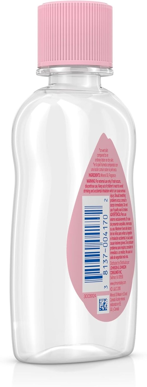 Johnson's Baby Oil - Pure Mineral Oil for Moisture Loss Prevention | Gentle Baby Massage Oil, 3 fl. oz