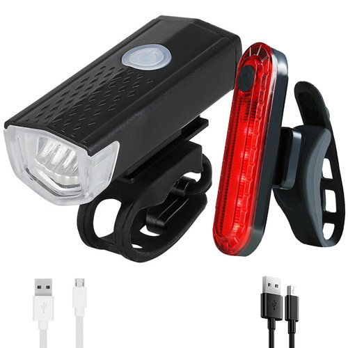 YUERWOVER Ultra Bright Rechargeable Bike Light Set Bicycle Front Headlight and Back Rear Taillight Cycling Night Essential Waterproof Warning Flash Light MTB Accessories for Kids Men Women Adults