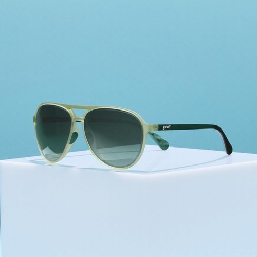 Goodr Buzzed On The Tower Polarized Aviator Sunglasses - Green Solid Frames, UV400 Protection, Large Size