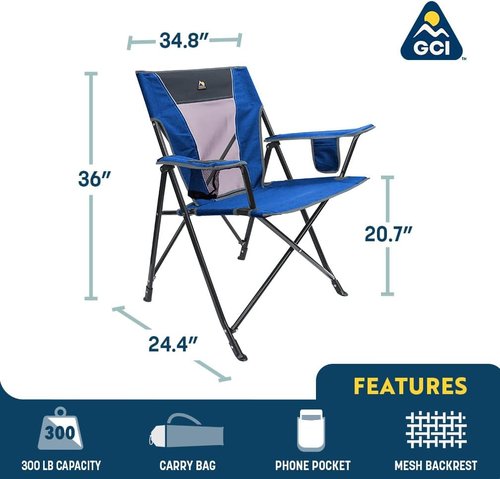 GCI Outdoor Comfort Pro Chair - Durable Folding Design in Heathered Pewter Gray
