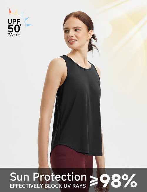 baleaf Women's Workout Tops Racerback Sleeveless Running Athletic Tank Tops Quick Dry Shirts for Sports Gym Exercise Black L