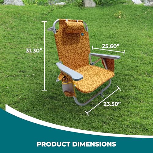 Bliss Hammocks Folding Backpack Beach Chair Recliner with Cooler - Amber Leaf Variant