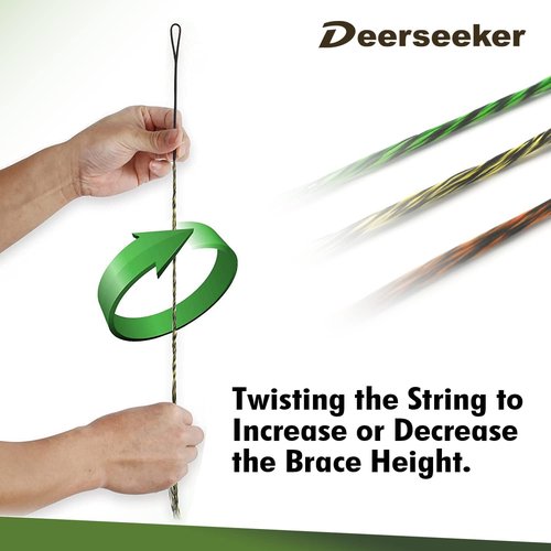 Deerseeker Archery Bowstring Set with 2 Nocking Points Dacron Recurve Bow String Replacement 12, 14, 16 Strands for Traditional Longbow Bow Shooting 48-70 inches (1pcs)